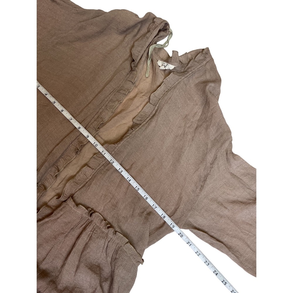 Easel Taupe Tencel Ruffle Tiered Kimono Cardigan ET3297 Mens Size Medium - Picture 8 of 11
